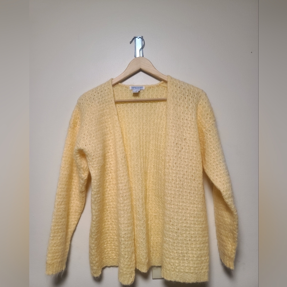 Vintage Ship’n Shore Yellow Mohair Blend Cardigan Sweater – Size M